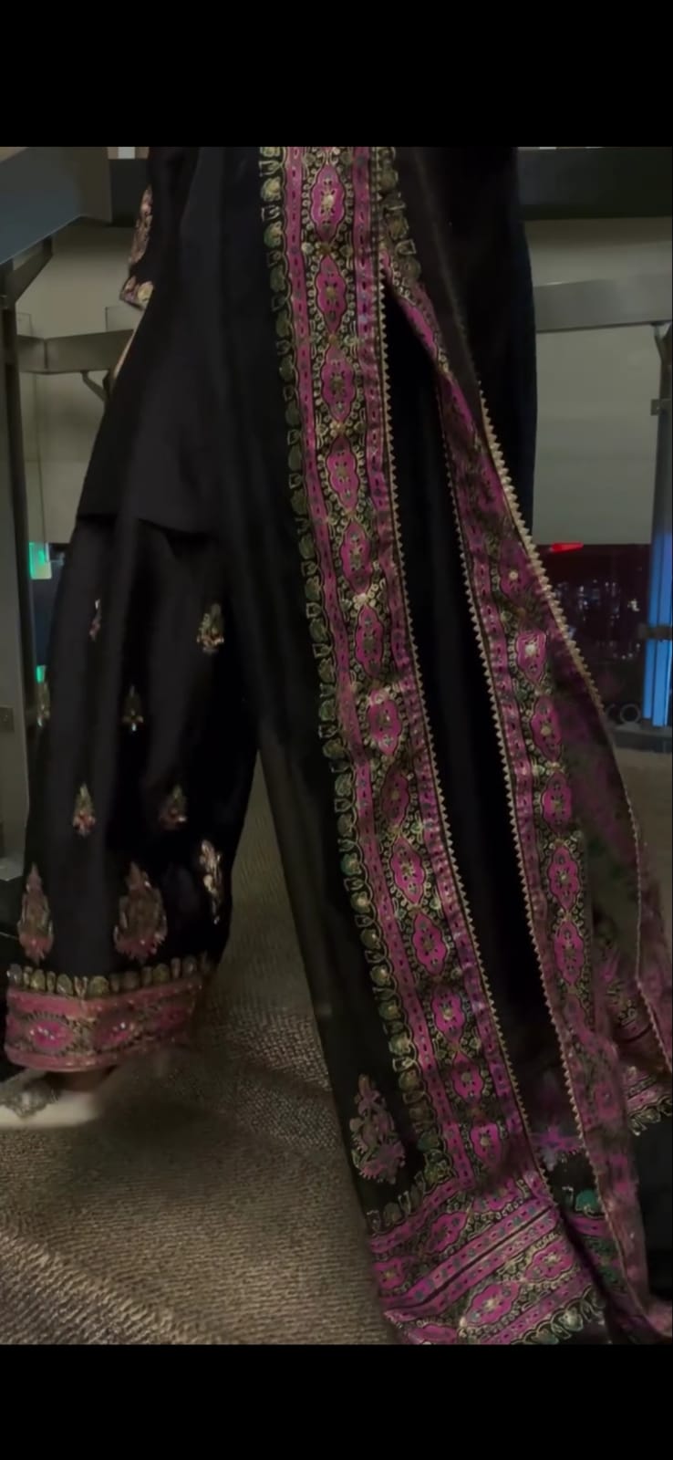 BLACK EMBROIDERED 3PC SUIT WITH FARSHI SHALWAR