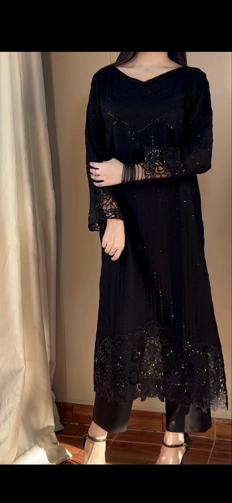 BLACK EMBROIDERED 3PC SUIT WITH SHAFOON DUPATTA