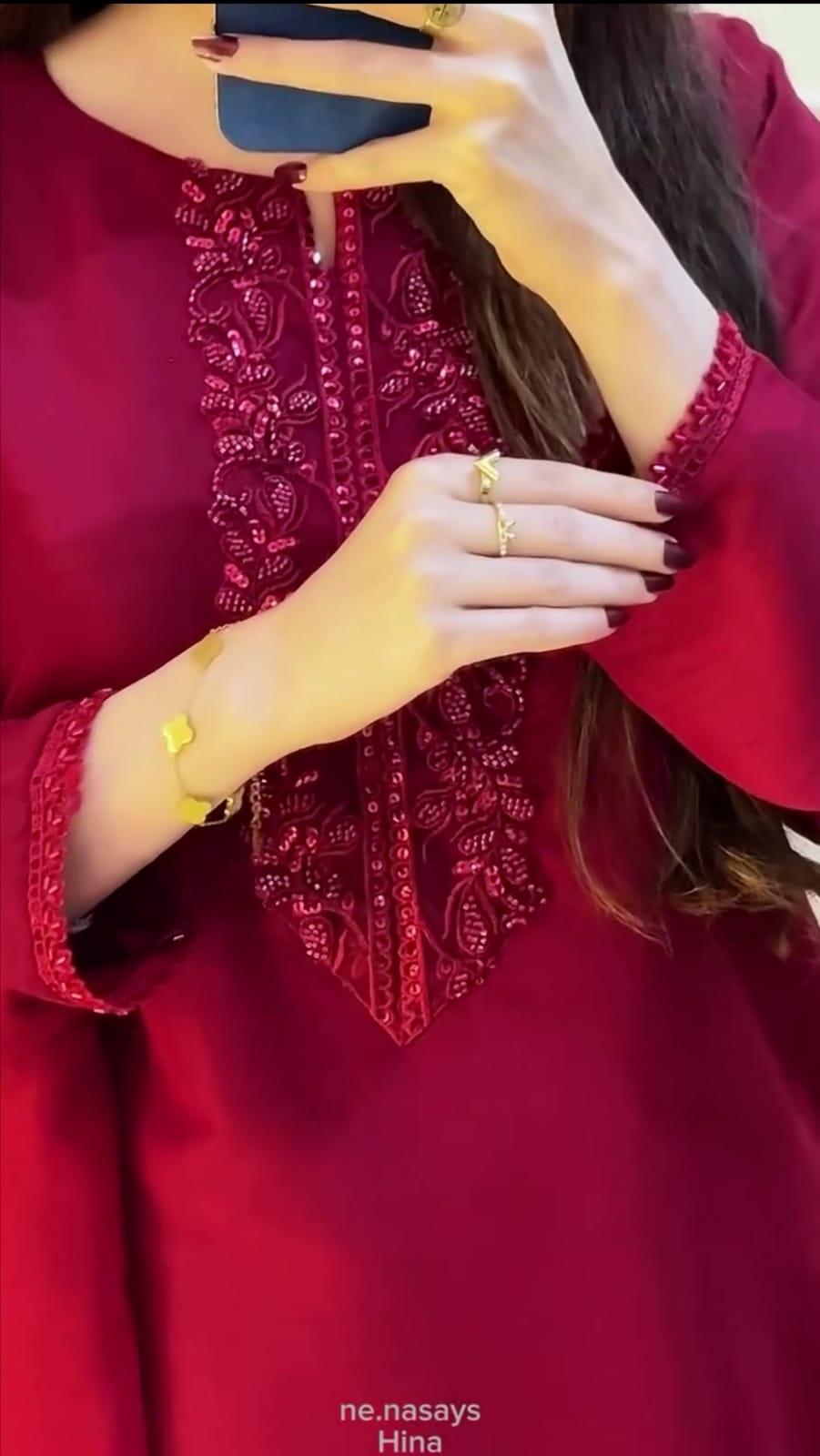 embroidery neck and sleeves 3 pc suit