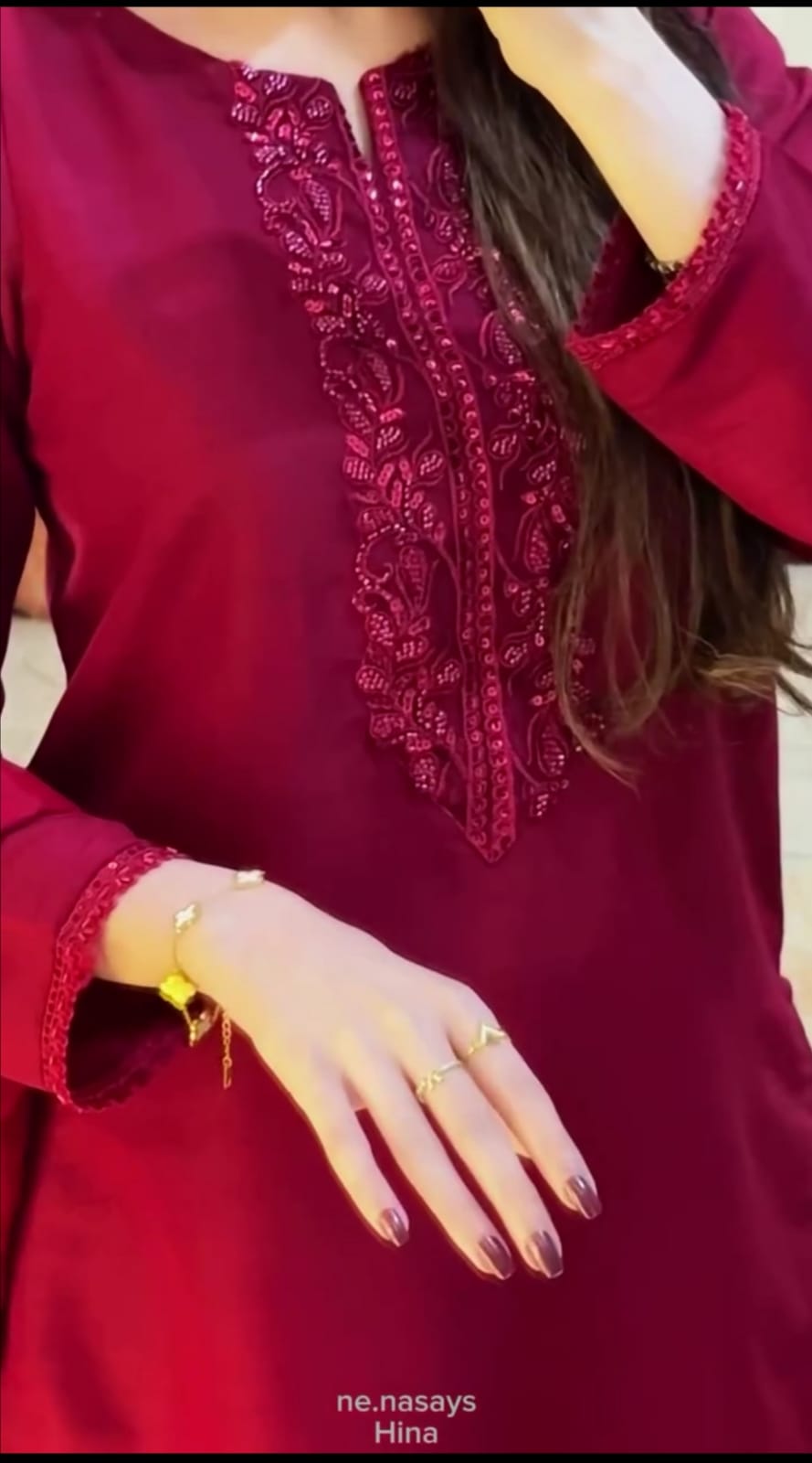 embroidery neck and sleeves 3 pc suit