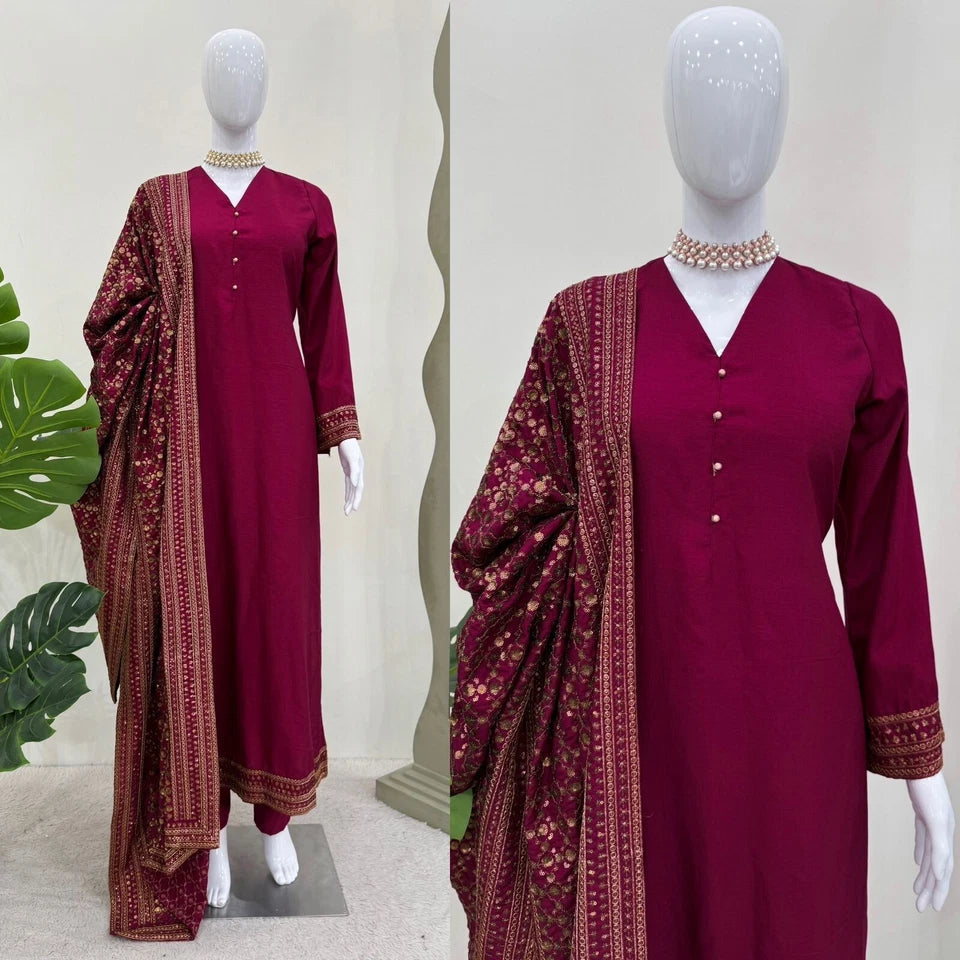 DESIGNER KURTI PANT DUPATTA SET WOMEN SUIT DRESS
