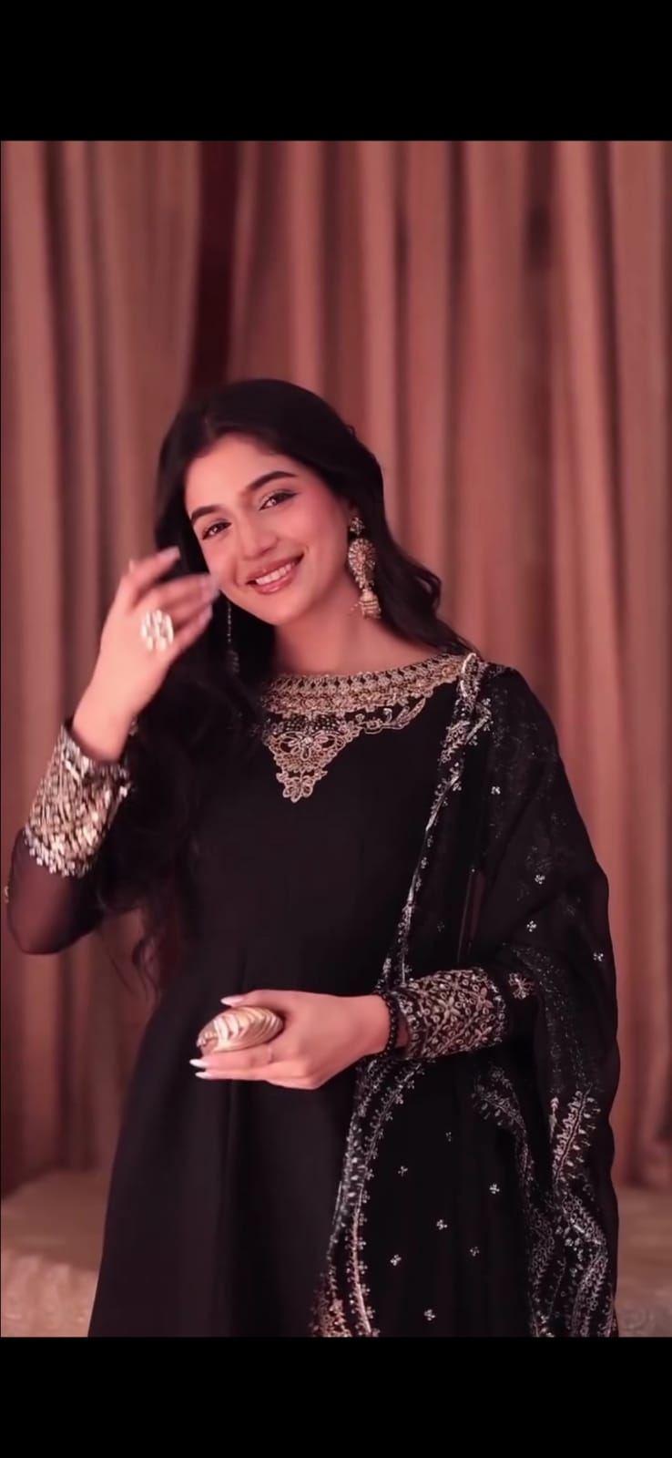 BLACK EMBROIDERED FROCK WITH SHAFOON EMBROIDERED DUPATTA