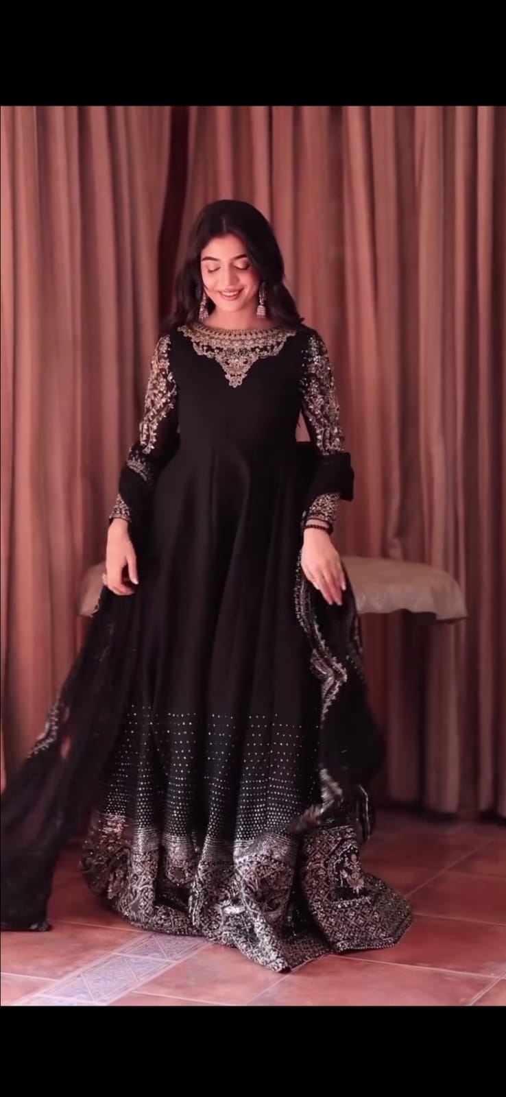BLACK EMBROIDERED FROCK WITH SHAFOON EMBROIDERED DUPATTA