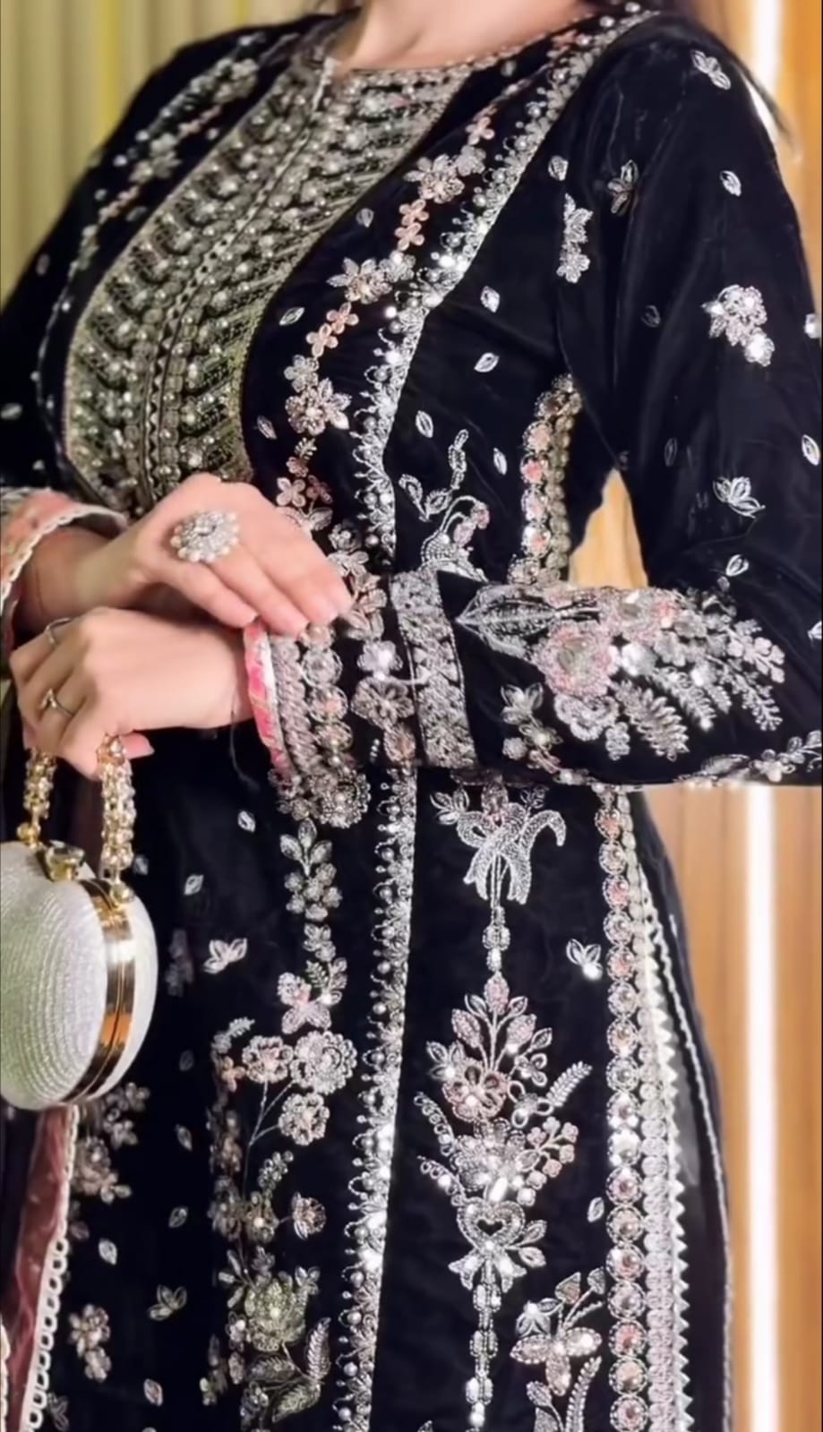 Black Elegant Women’s Heavy Embroidered 3-Piece Suit