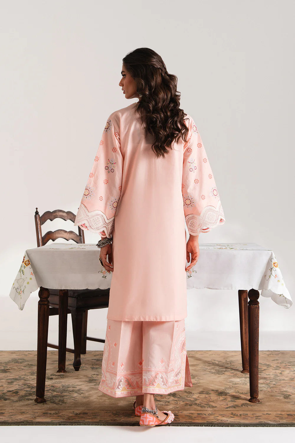 EMBROIDERED SUIT SHIRT – A LINE FIT – V NECK - FULL SLEEVES – REGULAR ENGTH