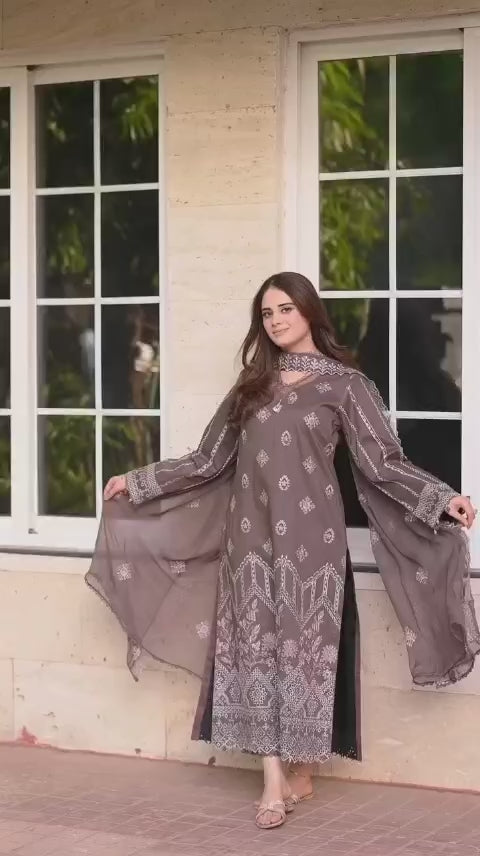 EMBROIDERED 3 PC SUIT