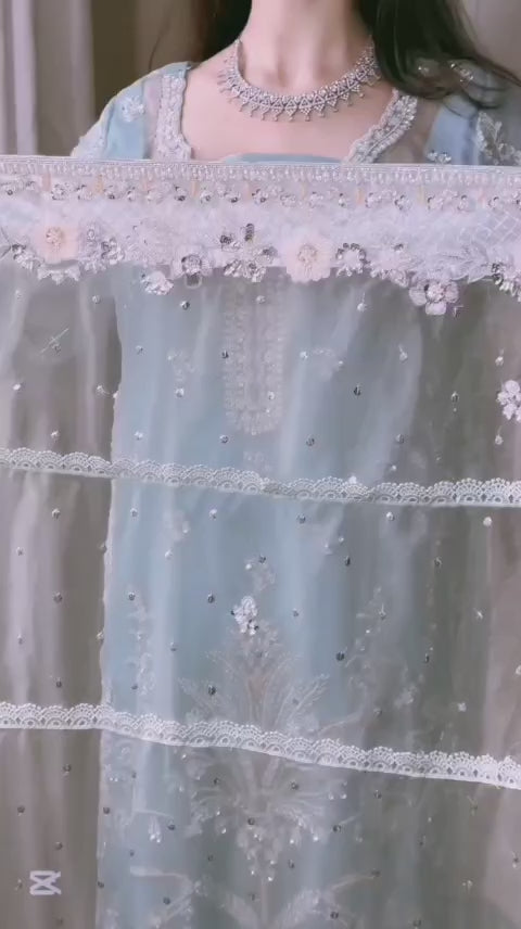BEAUTIFUL LIGHT BLUE COLOR EMBROIDERED 3PC SUIT